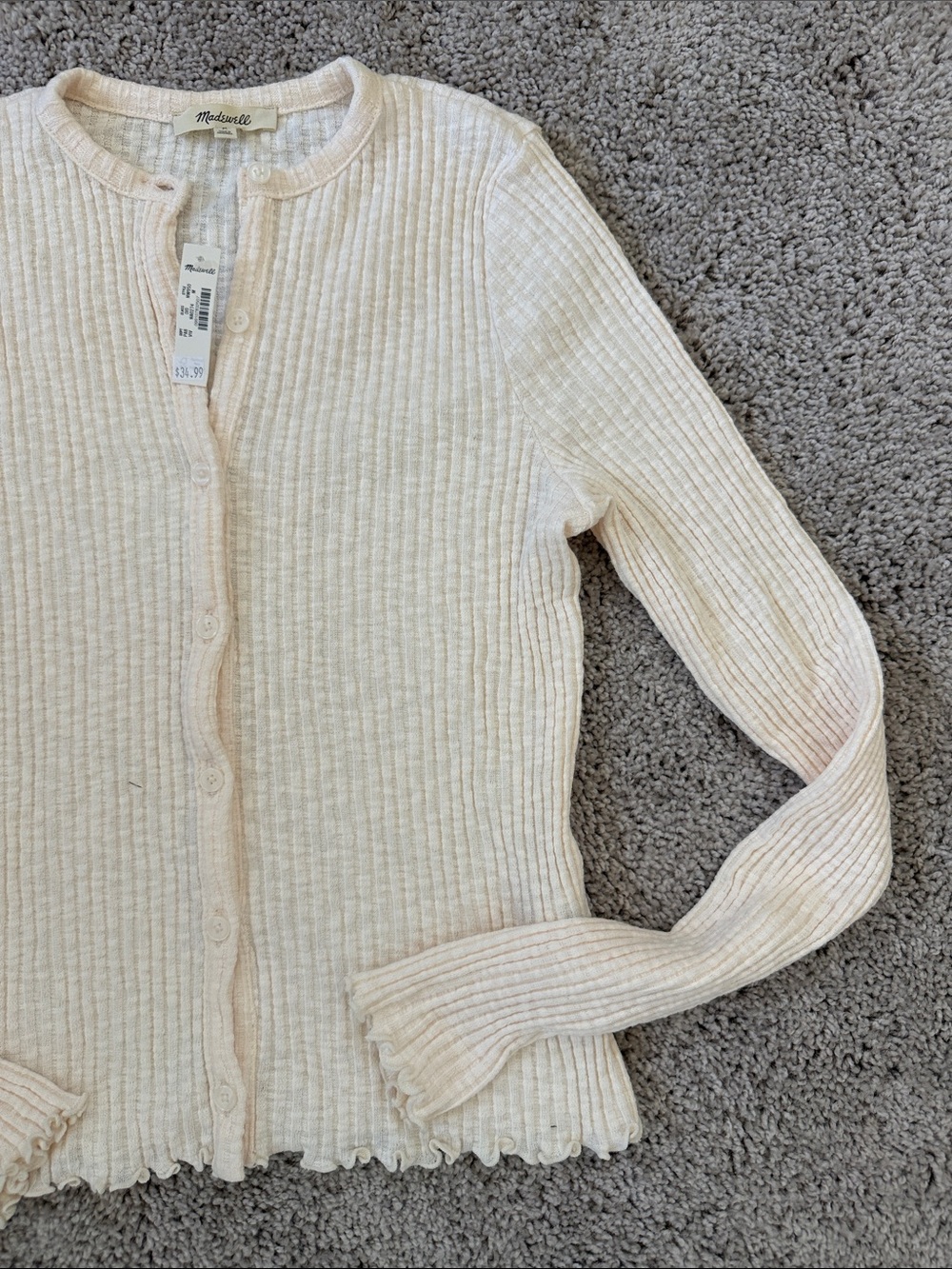 Madewell Cream Ribbed Button-Up - Picture 4 of 4